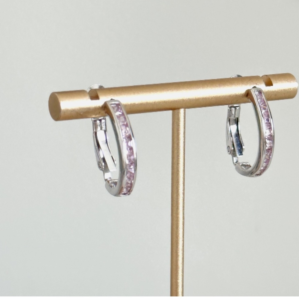 925 Sterling Silver Pink Princess Earrings